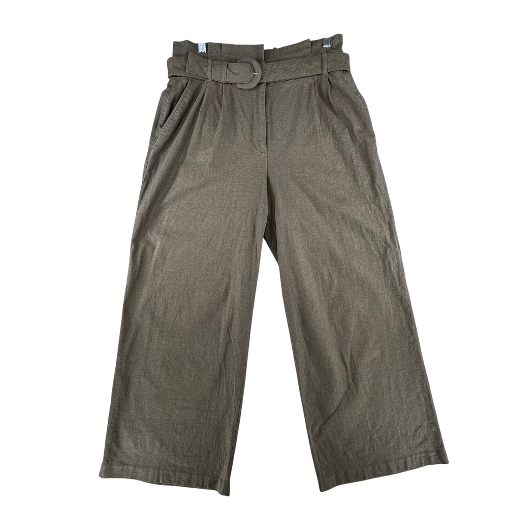 Express Linen Blend Wide Leg Super High Rise‎ Pleated Pants Womens 10R 31x29.5